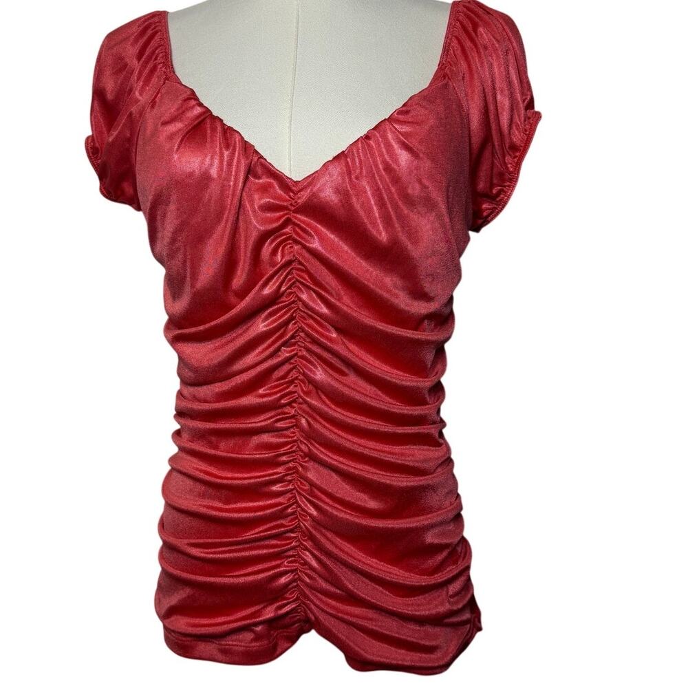 VTG 90s Studio Y Ruched Sides Coral Size M Whimsy Y2K